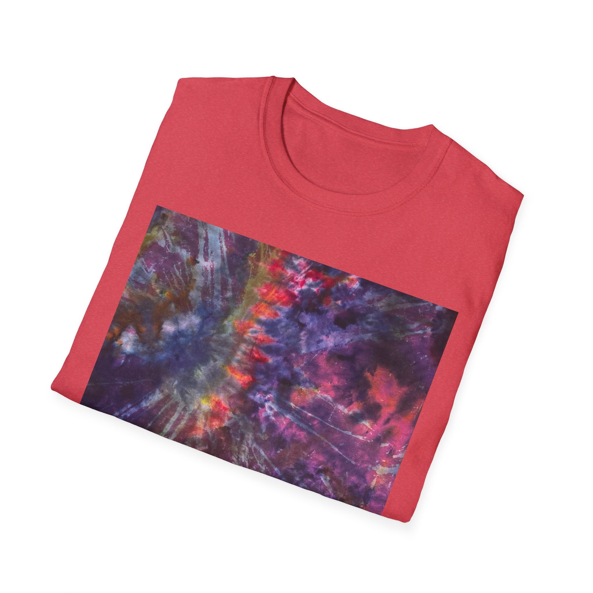 BOMBAY BLITZ:  Galactic Tie-Dye T-Shirt - Unisex Softstyle Tee, Boho Fashion, Festival Wear, Gift for Space Lovers, Casual Everyday Top