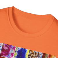 THE SCRAMBLE: Colorful, sampler style,  Tie-Dye collage Unisex T-Shirt, Vibrant Casual Wear, Summer Festival Top, Gift for Him/Her, Retro Vibe Fashion