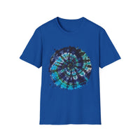 Cobalt Tornado 2:  Spiral Tie-Dye T-Shirt, Unisex Kaftan, Bohemian Tee, Beachwear, Summer Top, Festival Gear, Unique Gift