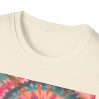 RAINBOW BALLAD: Colorful  rainbow sherbet style,  Tie-Dye Unisex Softstyle T-Shirt | Boho Vibe, Summer Essentials, Eco-Friendly Fashion, Gift for Friends, Casual Wear