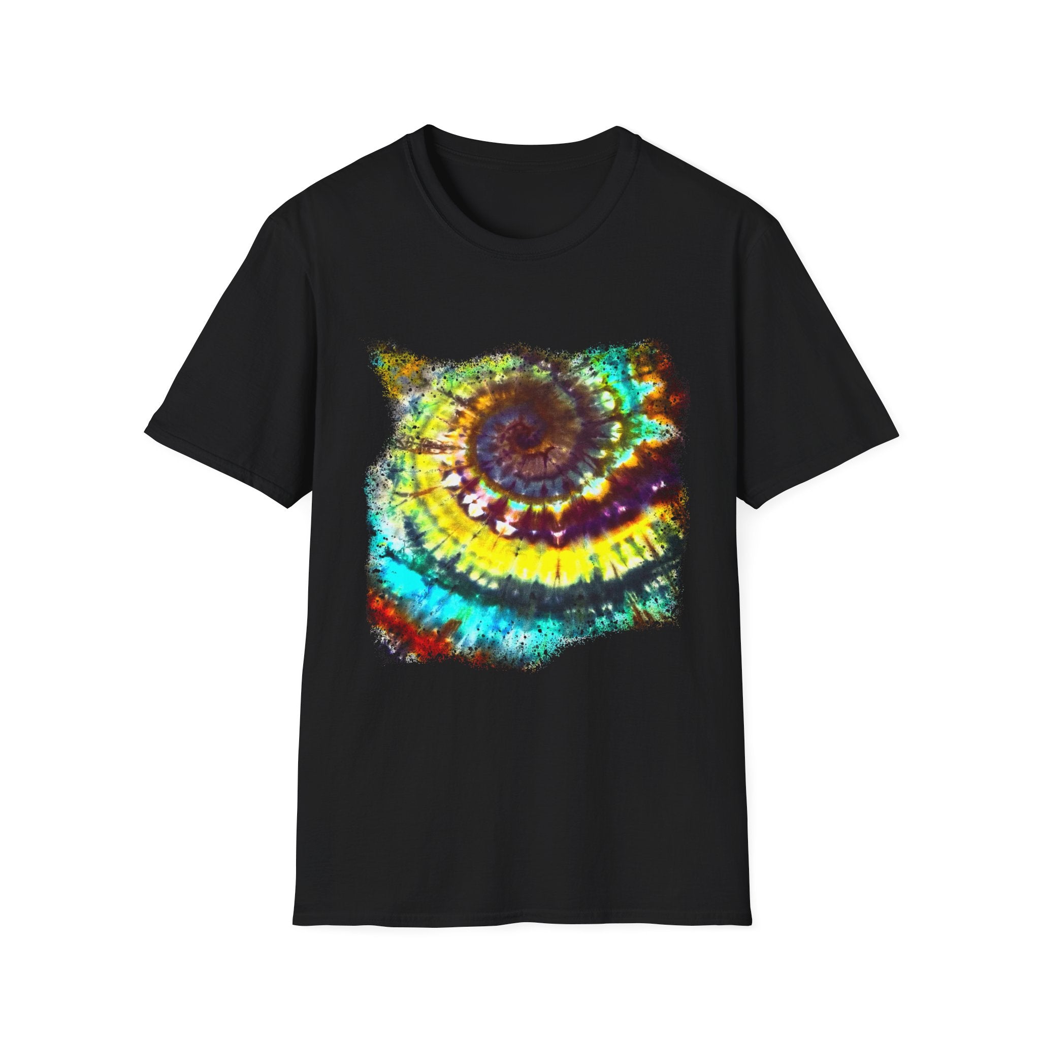 Gideon 2:  Vibrant Swirl Snowy Unisex Softstyle T-Shirt, Colorful Tie-Dye Tee, Trendy Casual Wear, Perfect Gift, Summer Vibes