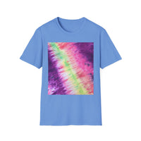 NEON DISCOVERY:  Sky zone, Vibrant Tie-Dye Unisex Softstyle T-Shirt - Trendy Casual Wear, Summer Festivals, Gifts for Friends, Retro Vibe, Unisex Tee