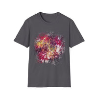 ENIGMA: Gritty, edgy Colorful Abstract Art Unisex Softstyle T-Shirt, Casual Graphic Tee, Gift for Art Lovers, Unique Printed Shirt, Summer Wear, Festival Apparel