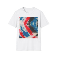 BOOMERANG BLAZE: Patriotic Tie-Dye T-Shirt, Unisex Softstyle Tee, Summer BBQ Shirt, Fourth of July Apparel, Gift for Freedom Lovers