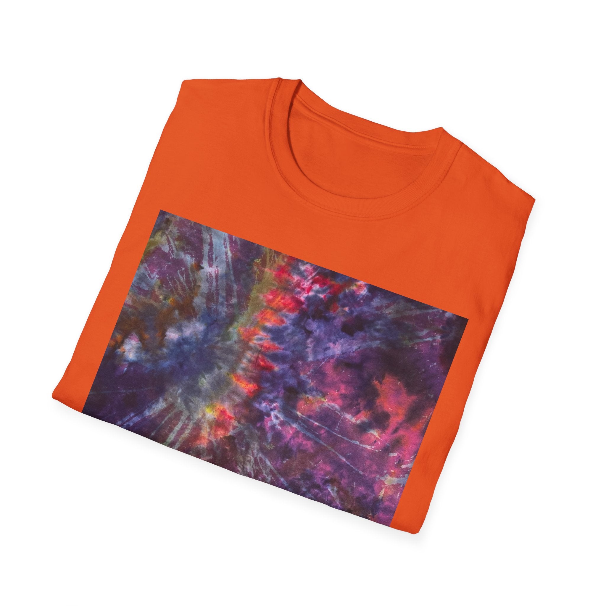 BOMBAY BLITZ:  Galactic Tie-Dye T-Shirt - Unisex Softstyle Tee, Boho Fashion, Festival Wear, Gift for Space Lovers, Casual Everyday Top