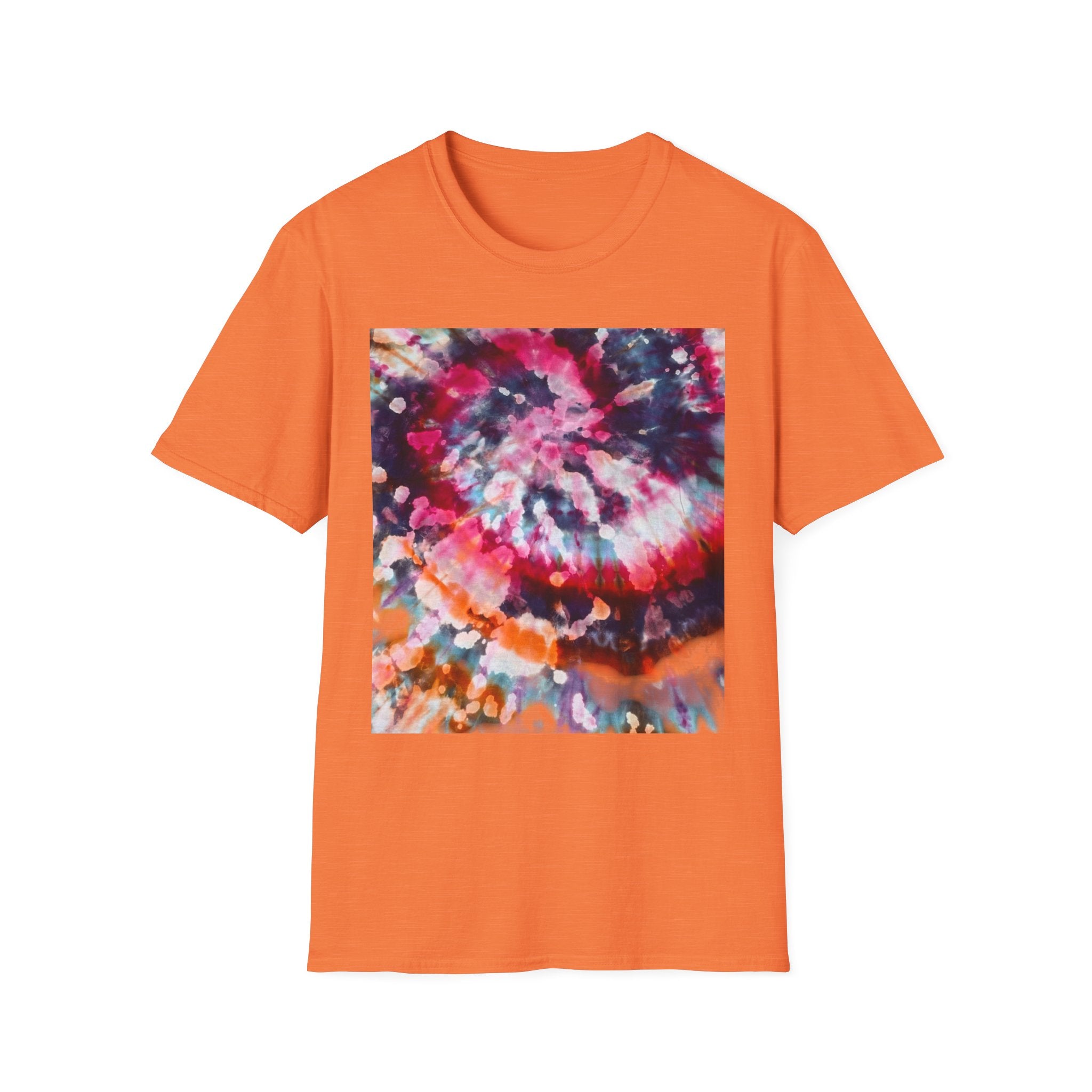 HARDCORE HARMONY: Smash Style Tie-Dye Vibe Unisex Softstyle T-Shirt, Party Wear, Music Festival Shirt, Summer Clothing, Gift for Him/Her