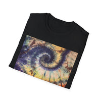 MOCHA SPIDER DANCE:  Unique Spiral Tie-Dye Unisex T-Shirt, Boho Chic Tee, Summer Vibes Top, Festival Wear, Eco-Friendly Gift