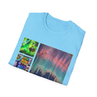 NORTHERN LIGHTS: Vibrant  Tie Dye collage Art, Unisex Softstyle T-Shirt | Casual Fashion, Gift for Art Lovers, Summer Wear, Festival Outfit, Unique Graphic Tee