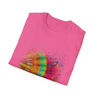 Mandarin Halo 2:  Colorful Splash Unisex Softstyle T-Shirt - Fun Graphic Tee for Summer, Festival Fashion, Casual Wear, Unique Gift Idea, Vibrant [...]
