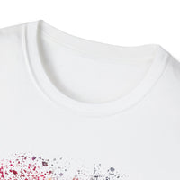 ENIGMA: Gritty, edgy Colorful Abstract Art Unisex Softstyle T-Shirt, Casual Graphic Tee, Gift for Art Lovers, Unique Printed Shirt, Summer Wear, Festival Apparel