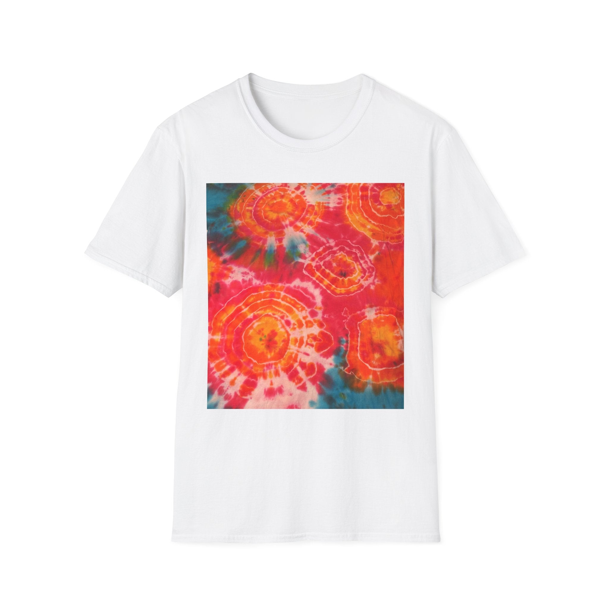 RIPPLE: Koi pond inspired ripple swirl style, Tie-Dye Unisex Softstyle T-Shirt, Bohemian Tee, Summer Vibes Shirt, Festival Wear, Gift for Her, Unique Tie Dye Fashion