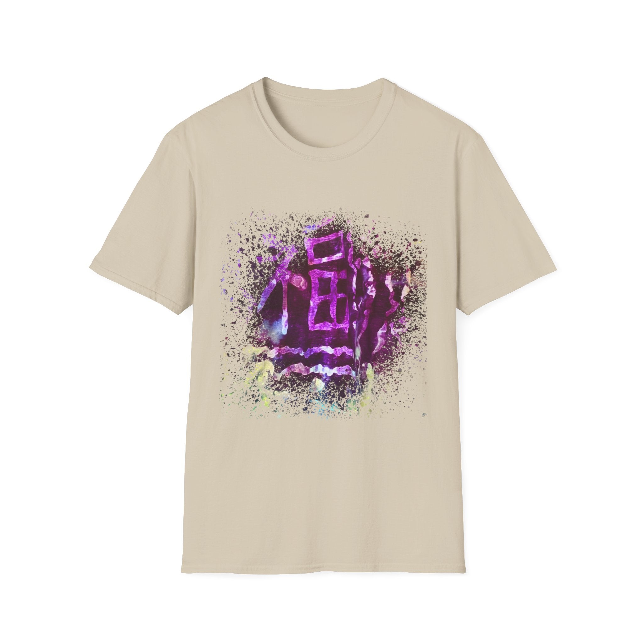 Dynasty 2: Colorful, splat style, tie dye Abstract Graphic Unisex Softstyle T-Shirt, Casual Wear, Unique Art Tee, Gift for Art Lovers, Trendy Everyday Top