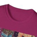 EQUITY: Bohemian Peace Graphic Tie Dye collage Tee, Unisex Softstyle T-Shirt, Tie-Dye Vibe Shirt, Festival Fashion, Relaxed Fit Top