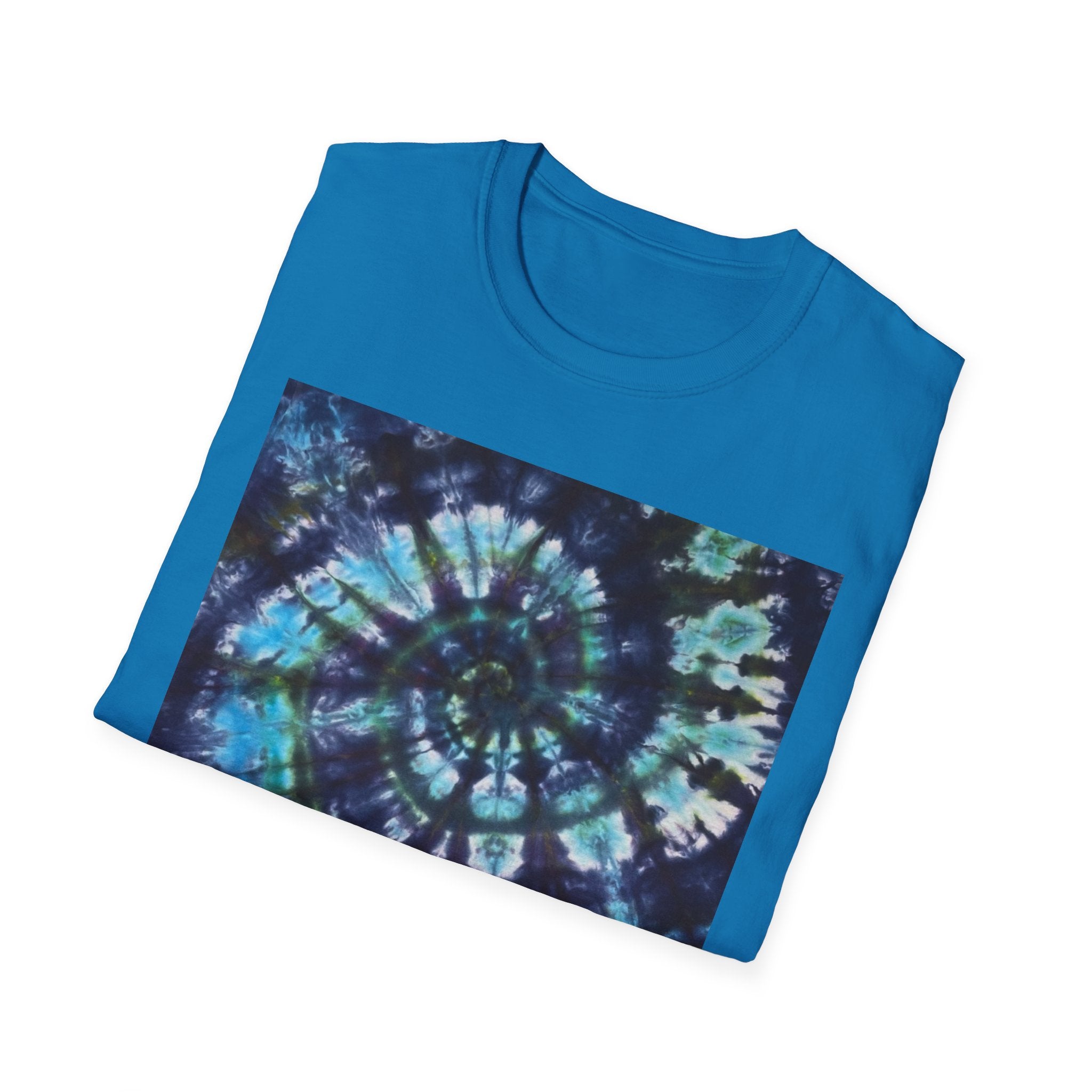 COBALT TORNADO: Tie-Dye Spiral Unisex T-Shirt, Bohemian Style Tee, Festival Apparel, Casual Wear, Gift for Him or Her