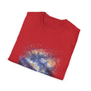 Blue on Coper 2:  Galaxy Splatter Unisex T-Shirt | Trendy Summer Tee for Art Lovers, Gift for Birthdays, Relaxed Fit Casual Wear, Unique Graphic Shirt