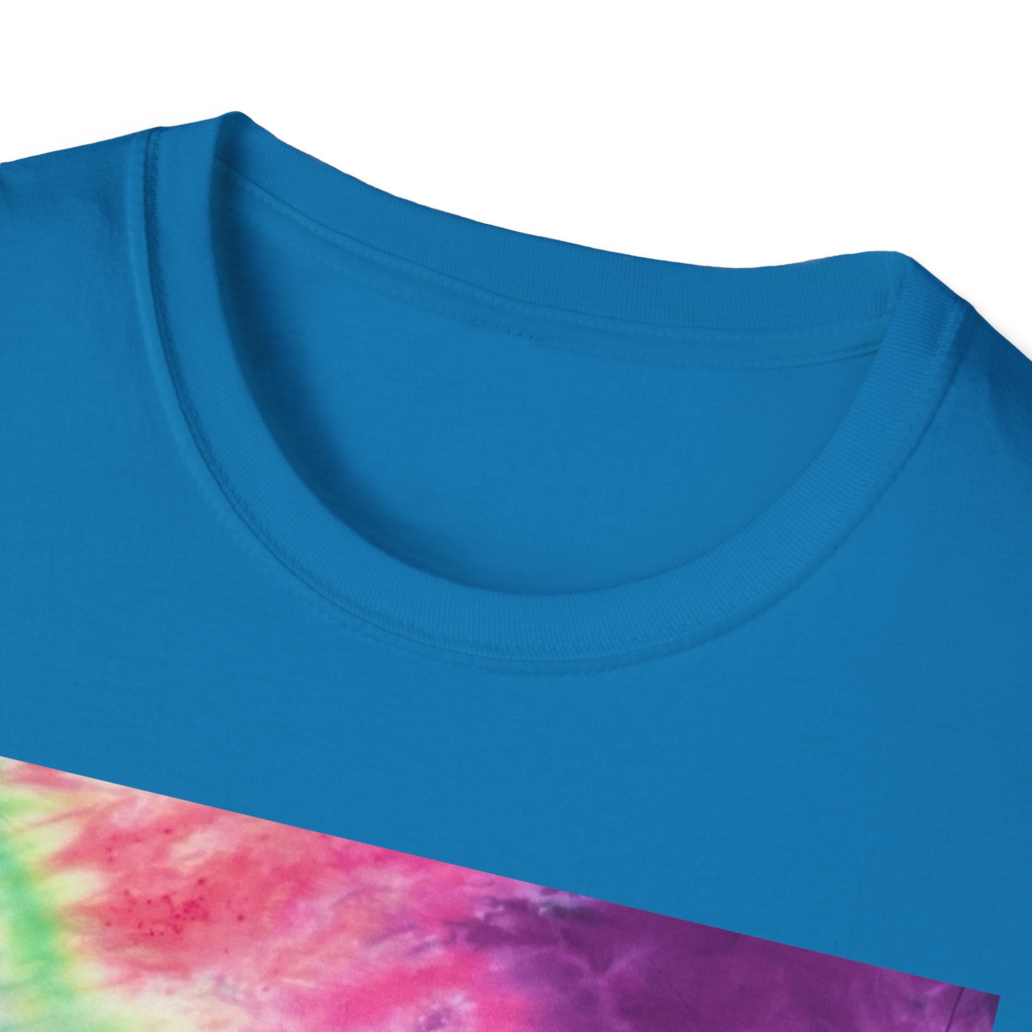NEON DISCOVERY:  Sky zone, Vibrant Tie-Dye Unisex Softstyle T-Shirt - Trendy Casual Wear, Summer Festivals, Gifts for Friends, Retro Vibe, Unisex Tee