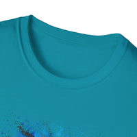 Blue Tide 2:  Vibrant Blue Drip Edge Tie-Dye Unisex Softstyle T-Shirt, Comfy Casual Wear, Summer Outfits, Beach Vibes, Gift for Him/Her, Trendy Apparel