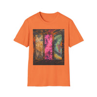 FIRE STONE: Stonehenge inspired collage, Colorful Tie-Dye Unisex T-Shirt, Boho Tee, Summer Vibes Shirt, Festival Wear, Unique Gift for Him and Her