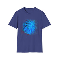 Blue Tide 2:  Vibrant Blue Drip Edge Tie-Dye Unisex Softstyle T-Shirt, Comfy Casual Wear, Summer Outfits, Beach Vibes, Gift for Him/Her, Trendy Apparel