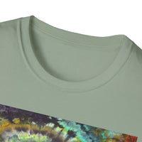 TEMPTATION: Mystical Vibrant Tie-Dye T-Shirt, Unisex Softstyle Tee, Boho Festival Wear, Summer Vibe Shirt, Eco-Friendly Apparel, Gift for Him or Her