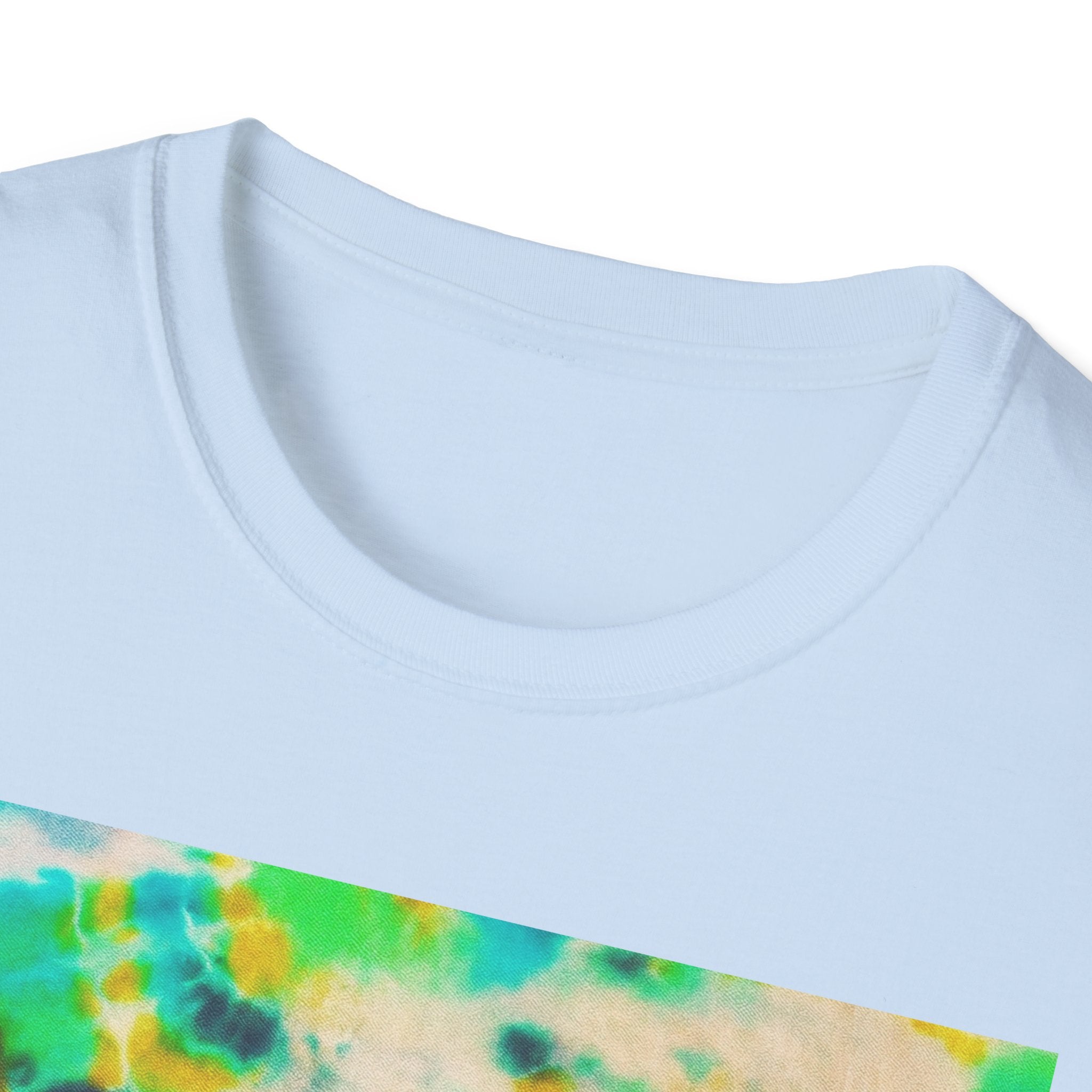 TURQUOISE TREASURE: Tide pool inspired,  Vibrant Tie-Dye T-Shirt, Unisex Softstyle Tee, Casual Summer Wear, Music Festival Attire, Boho Chic Shirt, Unique Gift for Friends