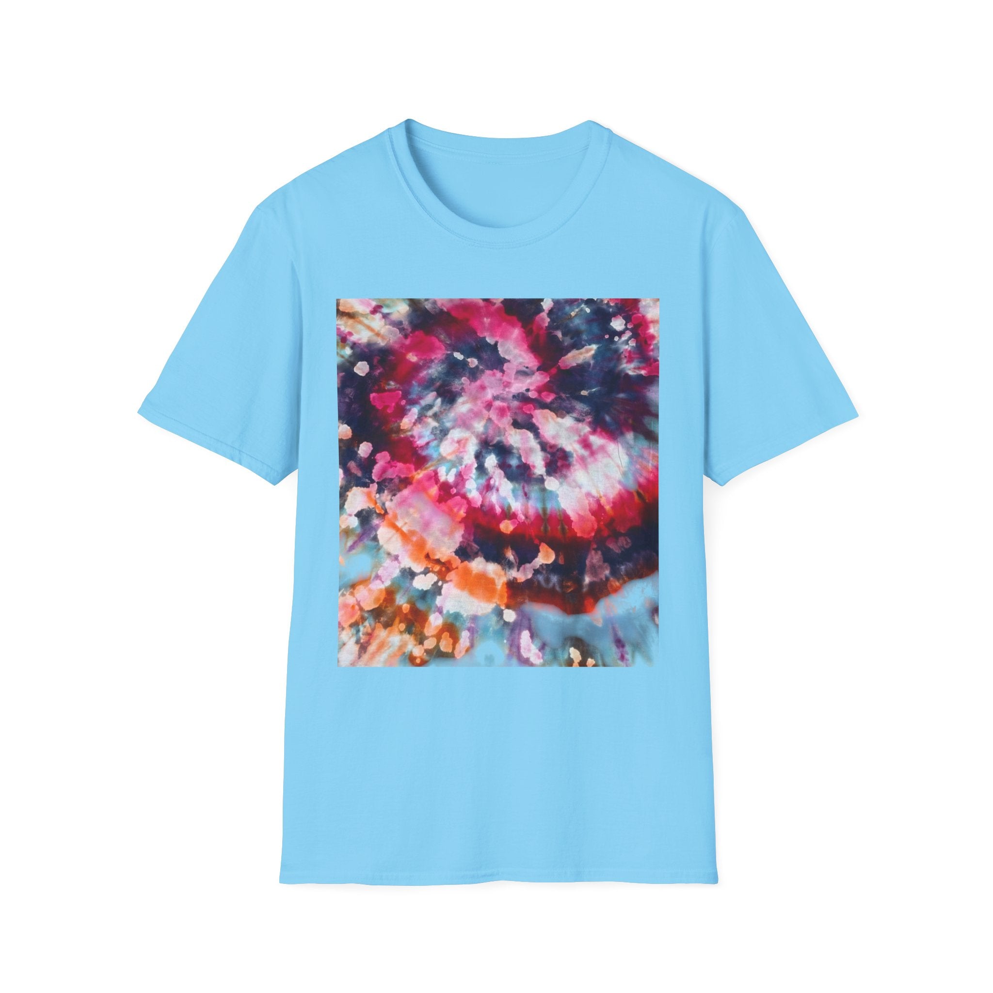 HARDCORE HARMONY: Smash Style Tie-Dye Vibe Unisex Softstyle T-Shirt, Party Wear, Music Festival Shirt, Summer Clothing, Gift for Him/Her