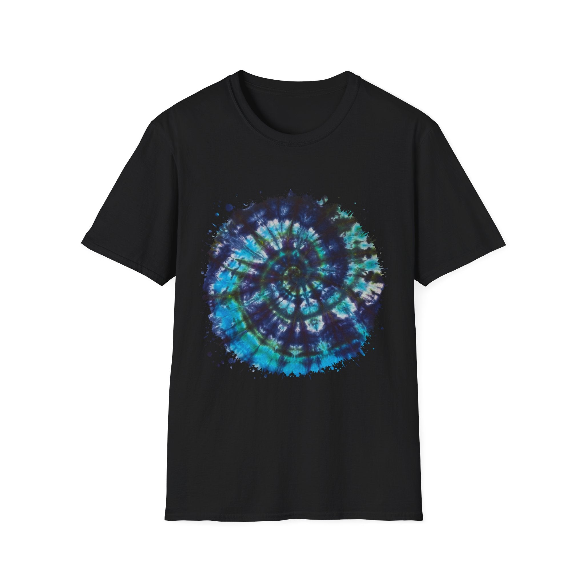 Cobalt Tornado 2:  Spiral Tie-Dye T-Shirt, Unisex Kaftan, Bohemian Tee, Beachwear, Summer Top, Festival Gear, Unique Gift