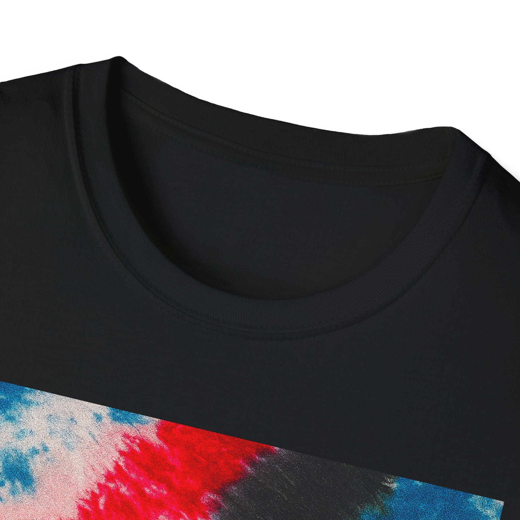 BOOMERANG BLAZE: Patriotic Tie-Dye T-Shirt, Unisex Softstyle Tee, Summer BBQ Shirt, Fourth of July Apparel, Gift for Freedom Lovers
