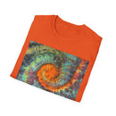 WHIPLASH: Edgy, colorful,  Spiral Unisex Softstyle T-Shirt, Tie-Dye Tee, Casual Wear, Festival Clothing, Summer Vibes, Unique Gift Idea