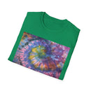 DRAGONFLY DESTINY: Fantasy inspired, Vibrant Tie-Dye T-Shirt, Unisex Softstyle Tee for Festivals, Summer Outings, Birthday Gifts, Casual Wear, Eco-Friendly Fashion