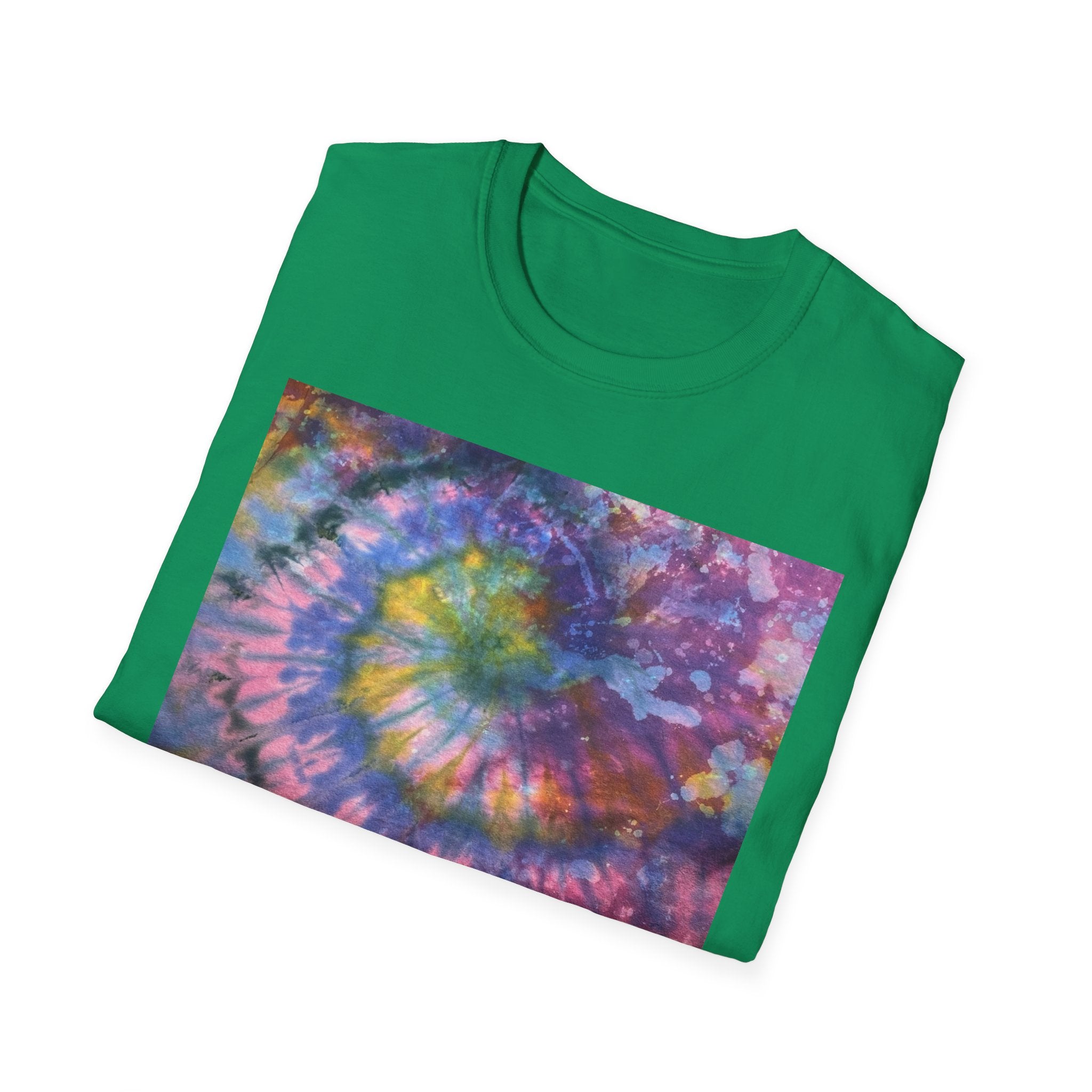DRAGONFLY DESTINY: Fantasy inspired, Vibrant Tie-Dye T-Shirt, Unisex Softstyle Tee for Festivals, Summer Outings, Birthday Gifts, Casual Wear, Eco-Friendly Fashion
