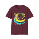 Gideon 2:  Vibrant Swirl Snowy Unisex Softstyle T-Shirt, Colorful Tie-Dye Tee, Trendy Casual Wear, Perfect Gift, Summer Vibes