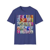 THE SCRAMBLE: Colorful, sampler style,  Tie-Dye collage Unisex T-Shirt, Vibrant Casual Wear, Summer Festival Top, Gift for Him/Her, Retro Vibe Fashion