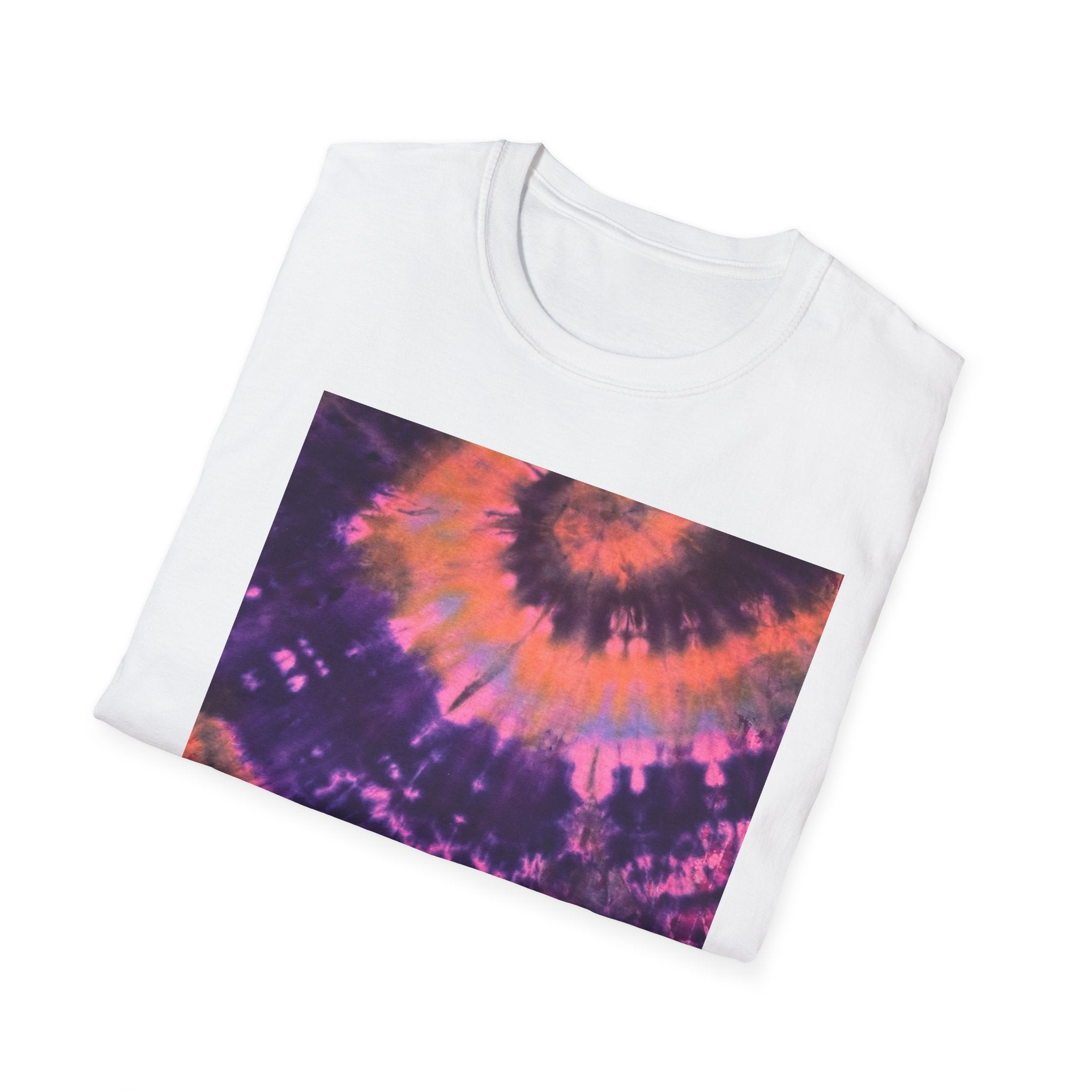 INDIGO ODYSSEY:  Half Swirl tie dye, Colorful Tie-Dye Unisex Softstyle T-Shirt, Summer Vibes Tee, Festival Apparel, Gift for Him/Her, Casual Wear, Retro Style
