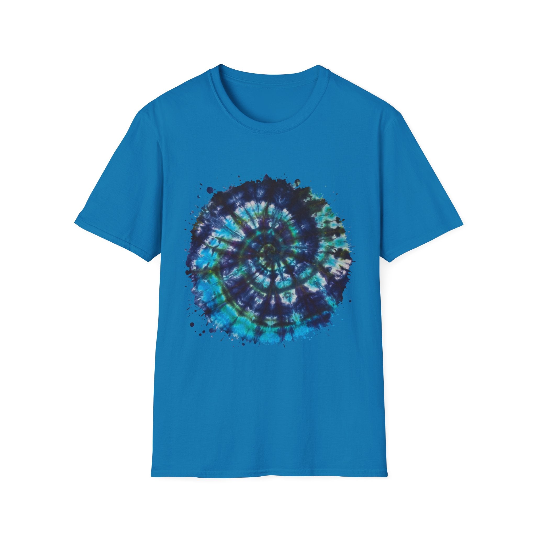 Cobalt Tornado 2:  Spiral Tie-Dye T-Shirt, Unisex Kaftan, Bohemian Tee, Beachwear, Summer Top, Festival Gear, Unique Gift