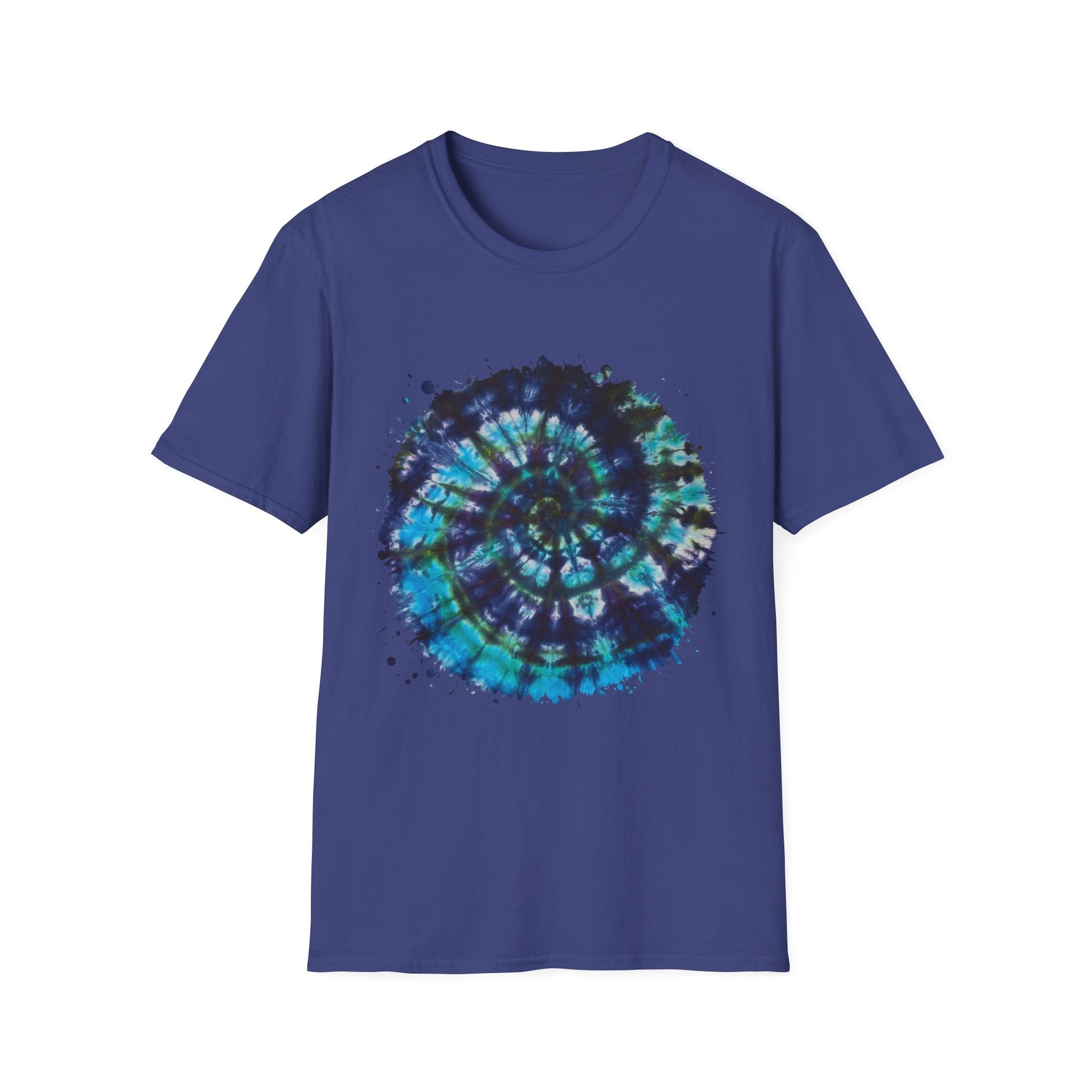 Cobalt Tornado 2:  Spiral Tie-Dye T-Shirt, Unisex Kaftan, Bohemian Tee, Beachwear, Summer Top, Festival Gear, Unique Gift