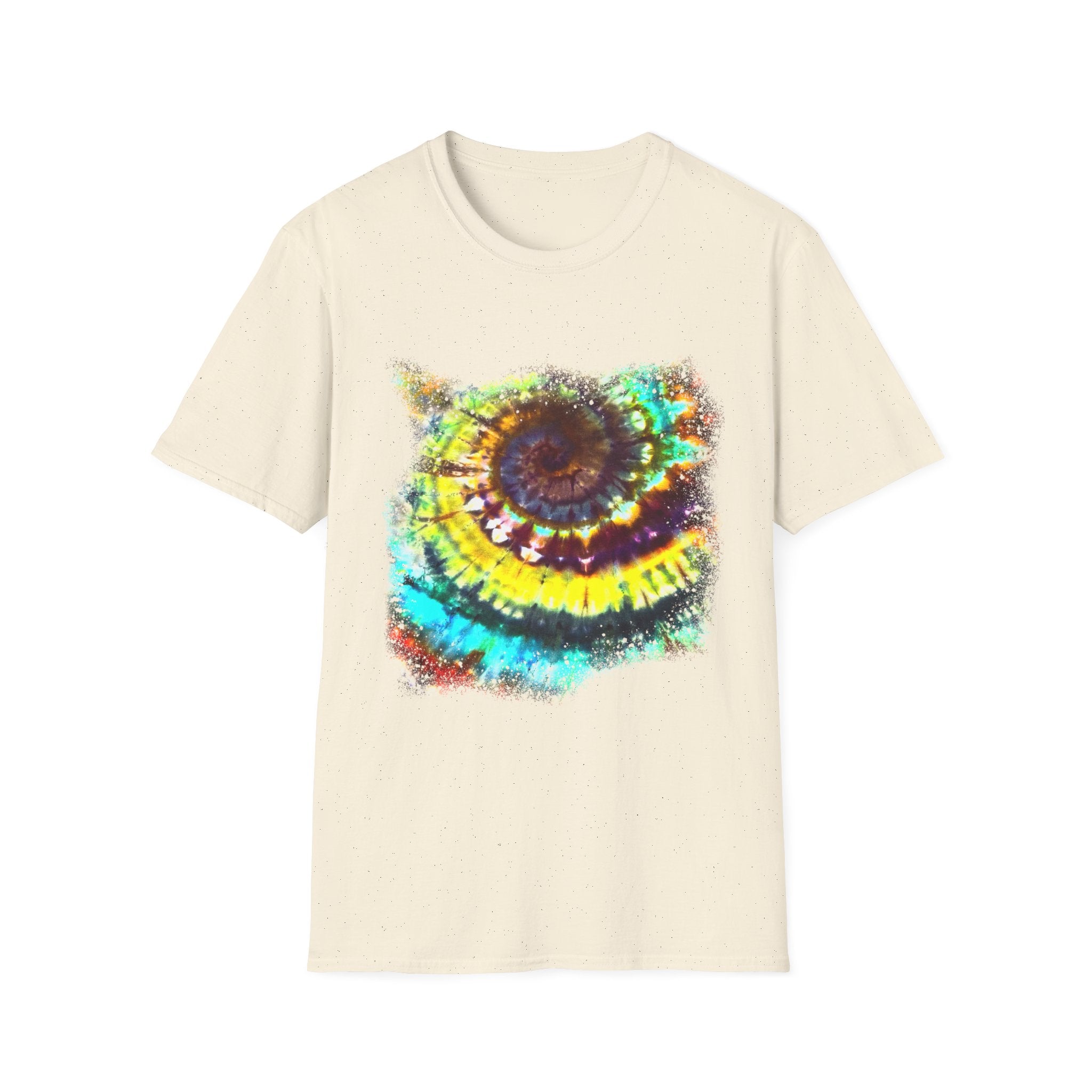 Gideon 2:  Vibrant Swirl Snowy Unisex Softstyle T-Shirt, Colorful Tie-Dye Tee, Trendy Casual Wear, Perfect Gift, Summer Vibes