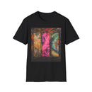FIRE STONE: Stonehenge inspired collage, Colorful Tie-Dye Unisex T-Shirt, Boho Tee, Summer Vibes Shirt, Festival Wear, Unique Gift for Him and Her