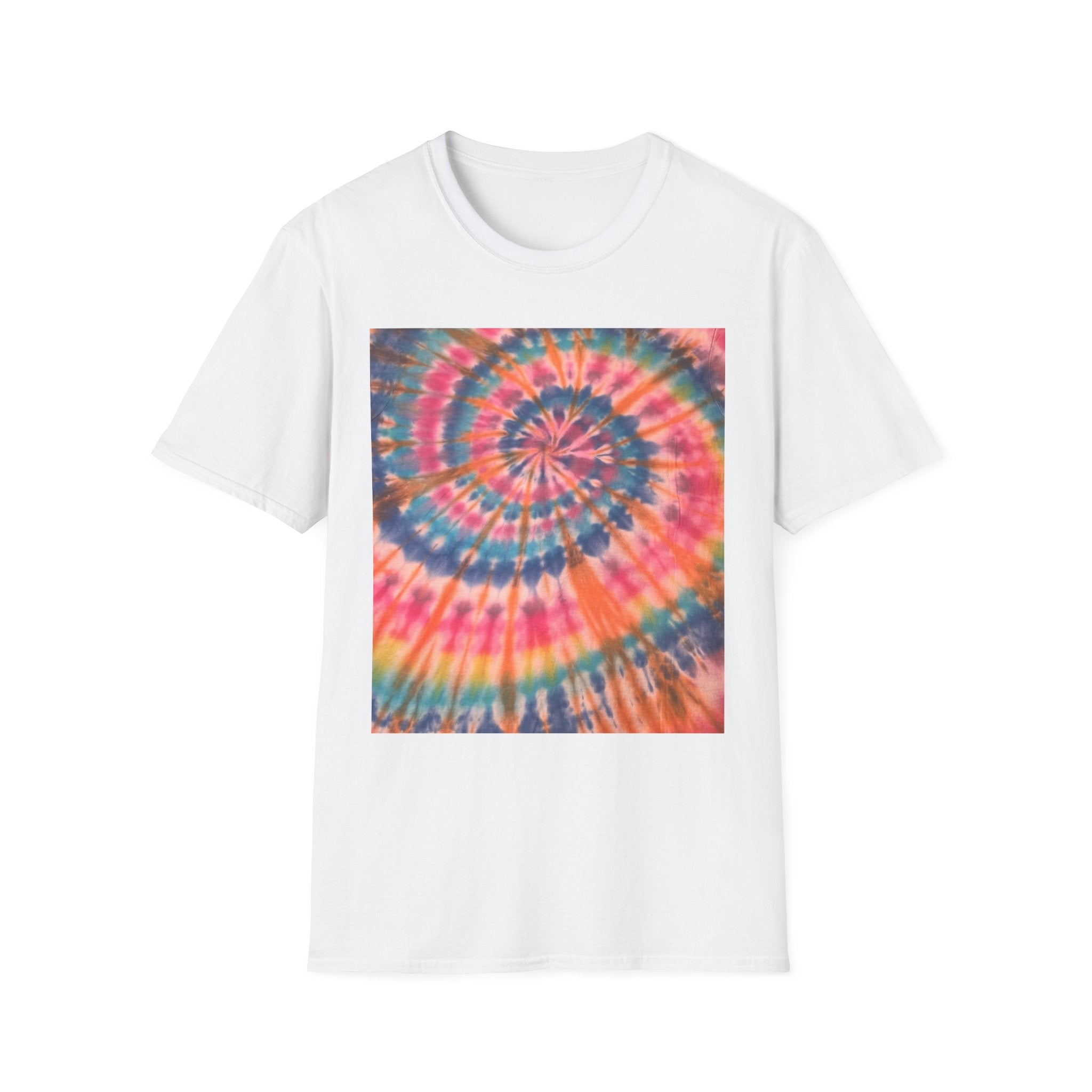 RAINBOW BALLAD: Colorful  rainbow sherbet style,  Tie-Dye Unisex Softstyle T-Shirt | Boho Vibe, Summer Essentials, Eco-Friendly Fashion, Gift for Friends, Casual Wear