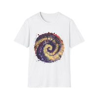 Scarlet Saga 2:  Spiral Tie-Dye Unisex Softstyle T-Shirt | Boho Chic, Casual Wear, Gift for Artists, Summer Fashion, Music Festivals