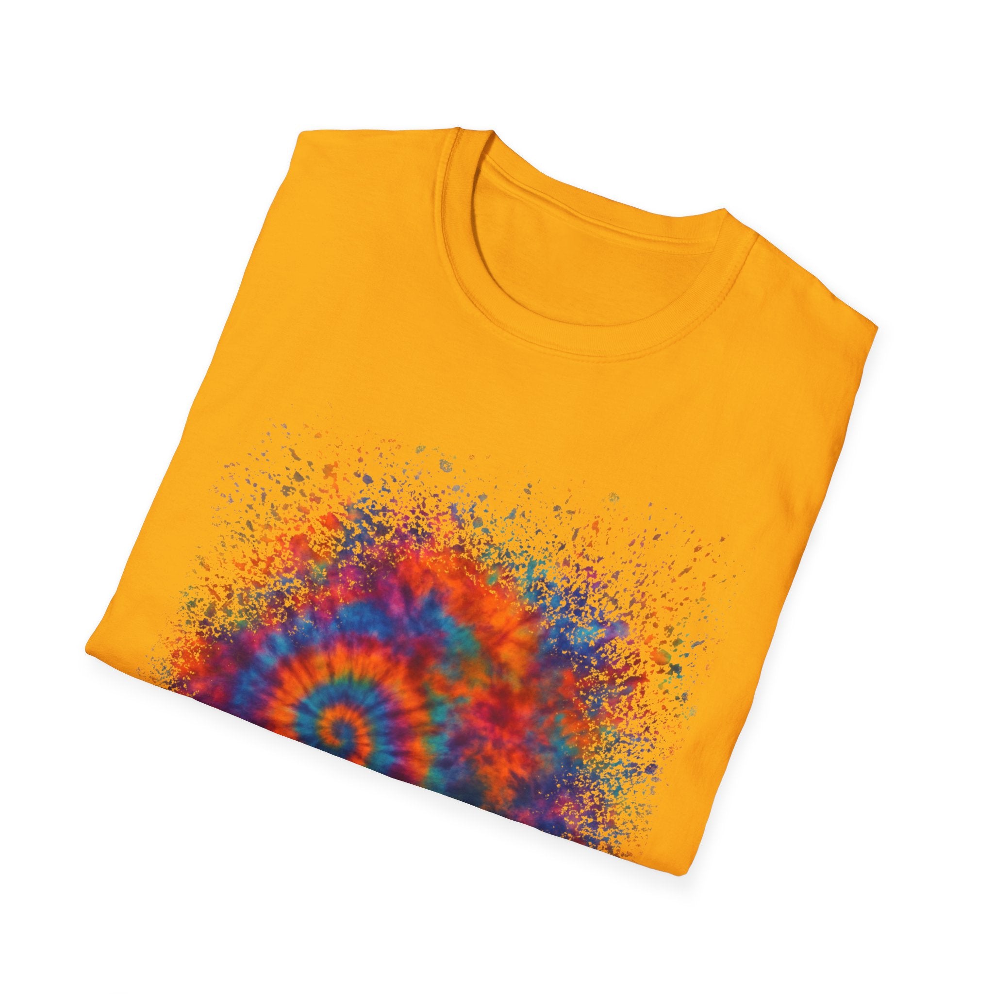 TANGERINE SWIRL: Colorful mini Swirl Unisex Softstyle T-Shirt, Vivid Tie-Dye Tee, Festival Shirt, Bohemian Style Top, Summer Vibes Clothing