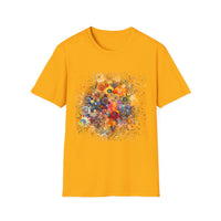 COMMOTION: Super Colorful multi-Swirl Design Unisex Softstyle T-Shirt, Bohemian Tee, Casual Wear, Festival Fashion, Gift for Art Lovers