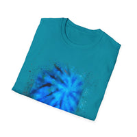 Blue Tide 2:  Vibrant Blue Drip Edge Tie-Dye Unisex Softstyle T-Shirt, Comfy Casual Wear, Summer Outfits, Beach Vibes, Gift for Him/Her, Trendy Apparel