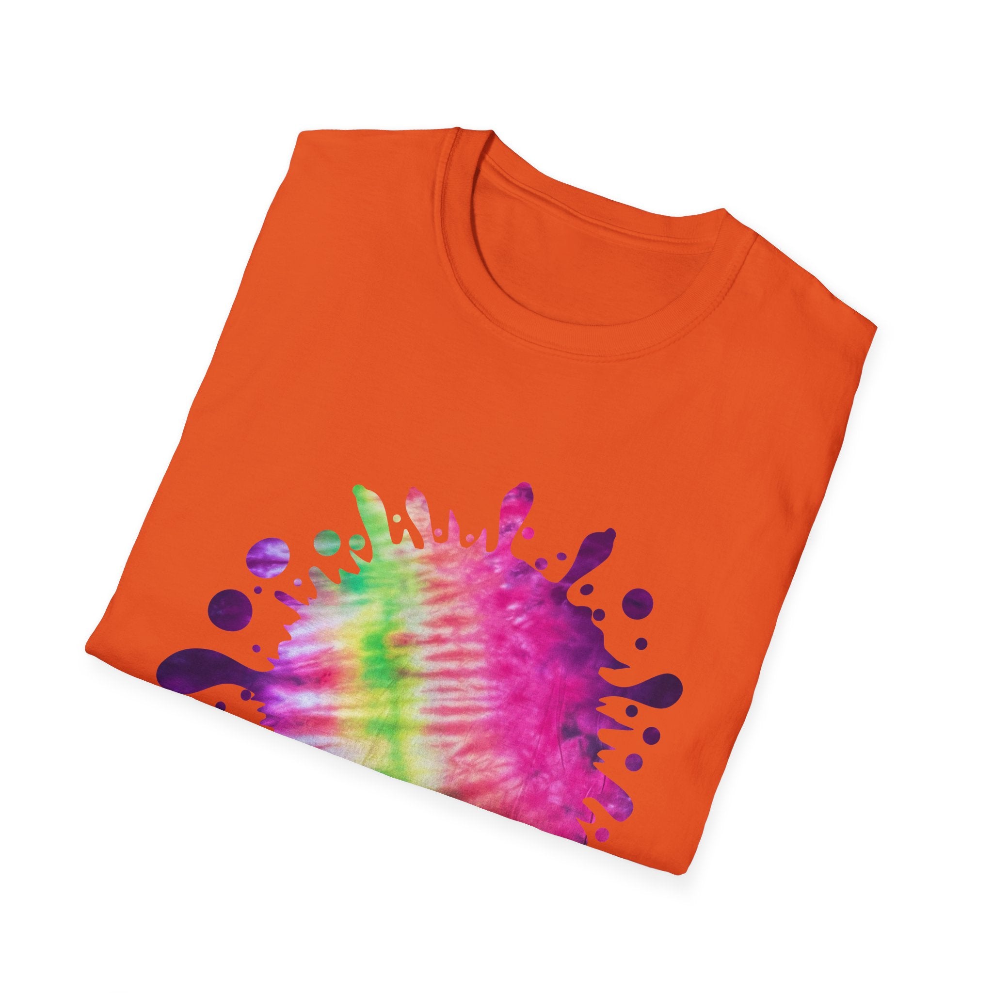 Neon Discovery 2:  Colorful Tie-Dye Splash Unisex Softstyle T-Shirt, Casual Tee, Summer Vibes, Festival Wear, Everyday Comfort, Gift Idea