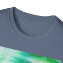 SWAMI: Soft, dreamy sea green/blue Tie-Dye Unisex T-Shirt, Festival Wear, Casual Style, Summer Vibes, Gift for Friends, Eco-Friendly Fashion