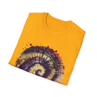 Scarlet Saga 2:  Spiral Tie-Dye Unisex Softstyle T-Shirt | Boho Chic, Casual Wear, Gift for Artists, Summer Fashion, Music Festivals