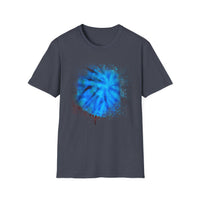 Blue Tide 2:  Vibrant Blue Drip Edge Tie-Dye Unisex Softstyle T-Shirt, Comfy Casual Wear, Summer Outfits, Beach Vibes, Gift for Him/Her, Trendy Apparel
