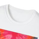 DOUBLE DAHLIA:  Vibrant dahlia inspired  Tie-Dye t-shirt, Unisex Softstyle Shirt, Summer Fashion Tee, Festival Wear, Retro Style Top, Casual Everyday Wear