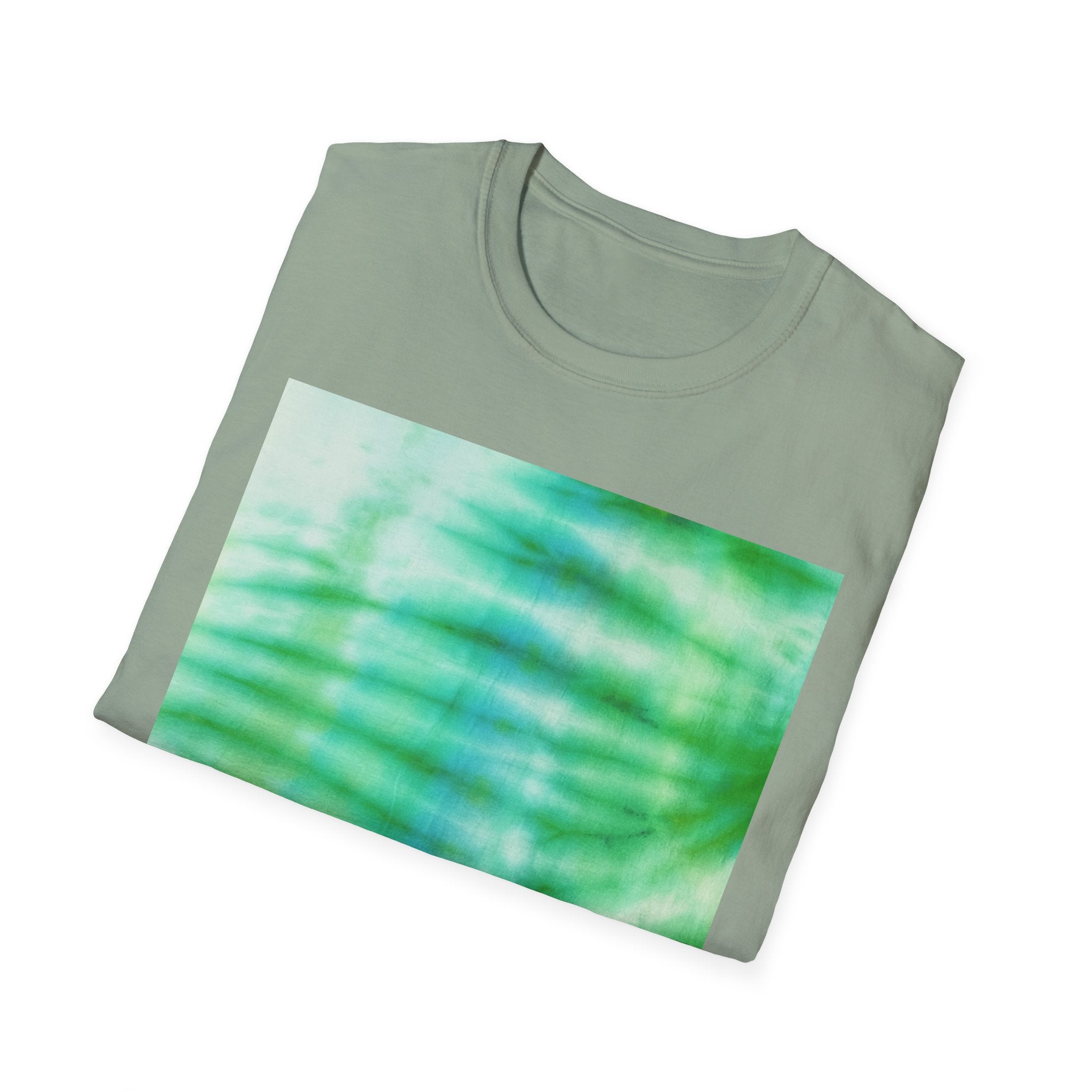 SWAMI: Soft, dreamy sea green/blue Tie-Dye Unisex T-Shirt, Festival Wear, Casual Style, Summer Vibes, Gift for Friends, Eco-Friendly Fashion