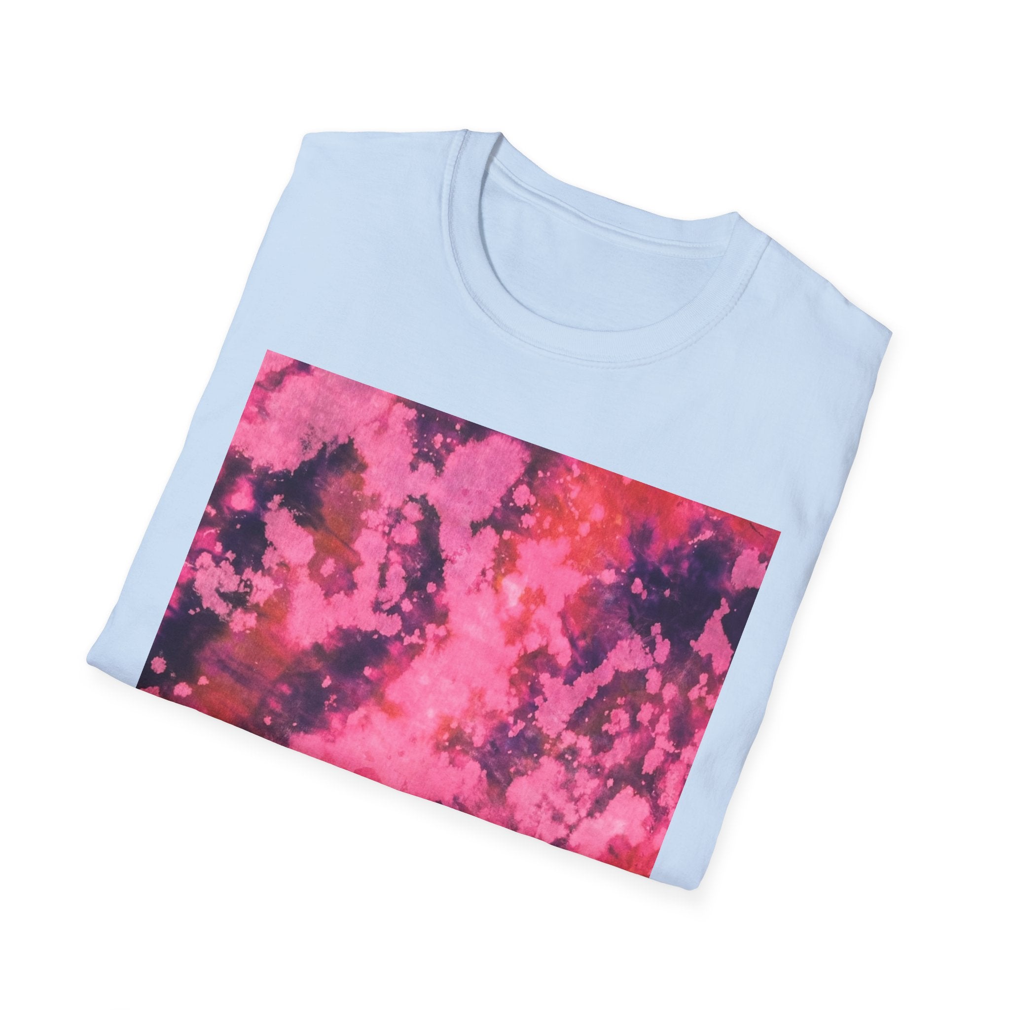 MAGENTA MADNESS;  Smash style, Vibrant Tie-Dye T-Shirt, Unisex Softstyle Tee for Festivals, Summer Vibes, Gifts for Friends, Casual Wear, Easy Fashion